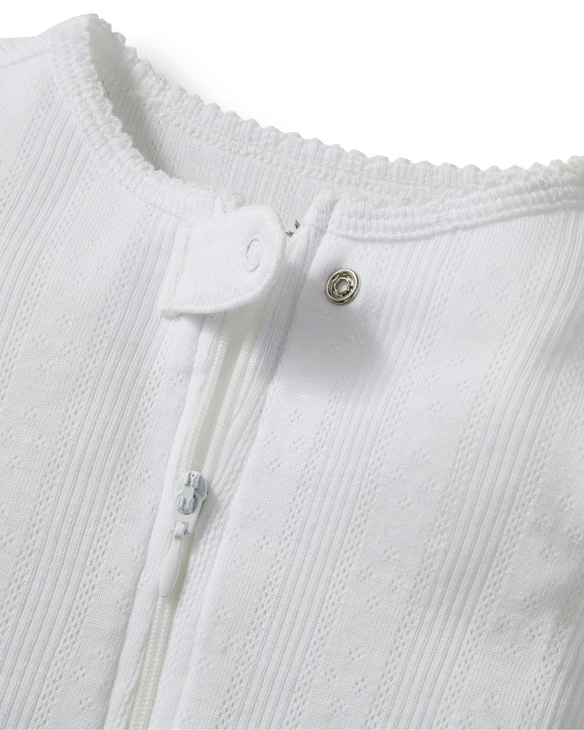 Baby's Pointelle Footie Romper in White