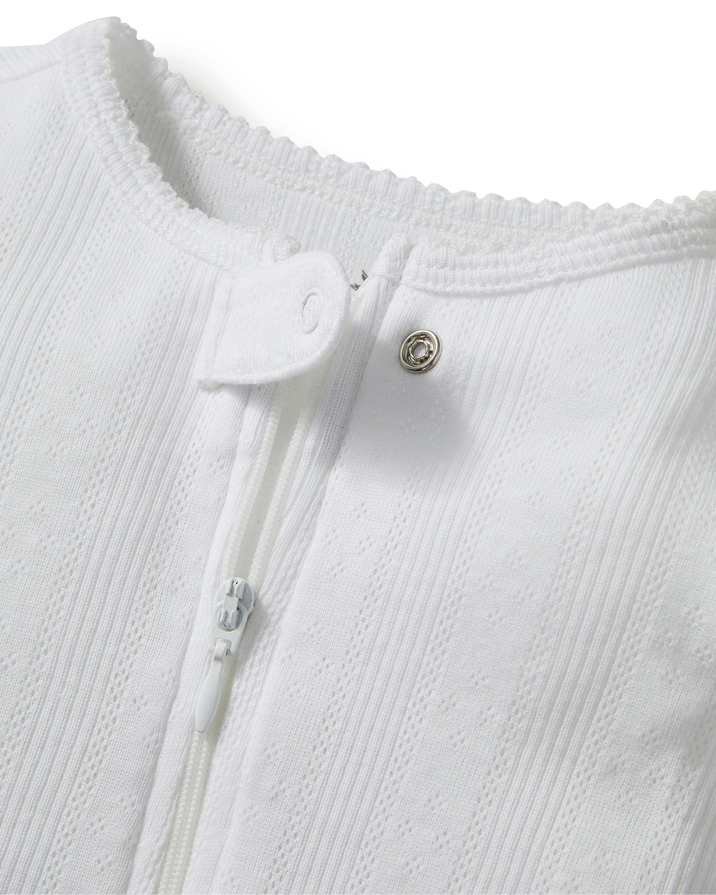 Baby's Pointelle Footie Romper in White