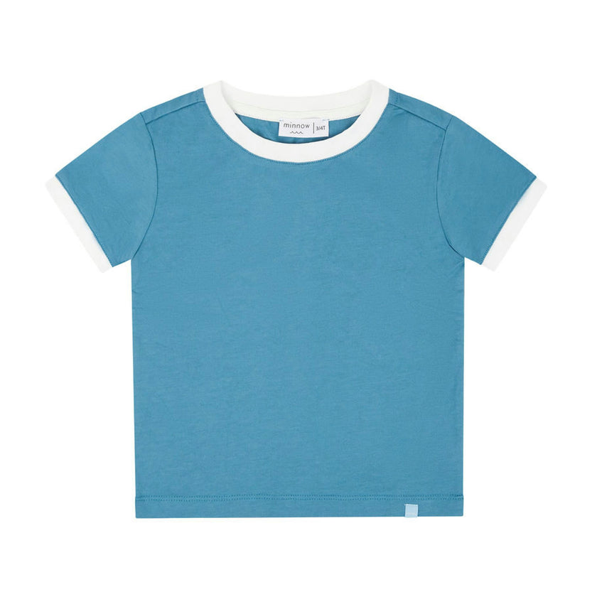 unisex cerulean blue ringer tee