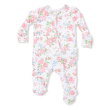 Cute Little Roses - 2 Way Ruffle Back Zipper Footie