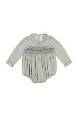 AMBRE FLANNEL GREY SMOCKED ROMPER