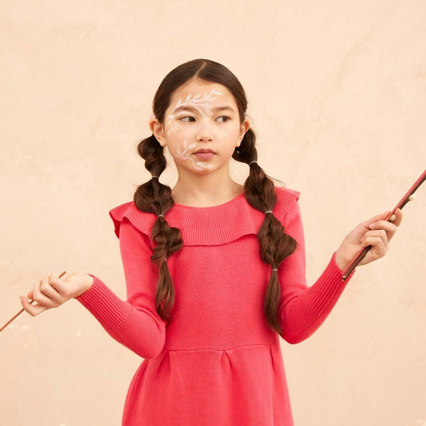 Ruffled V Dress | Raspberry