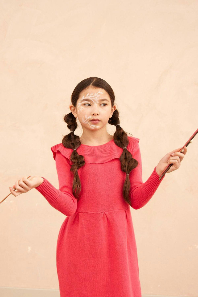 Ruffled V Dress | Raspberry