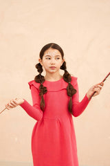 Ruffled V Dress | Raspberry