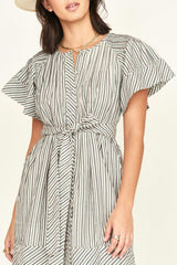 Vienna Pintuck Dress in Dune Stripe