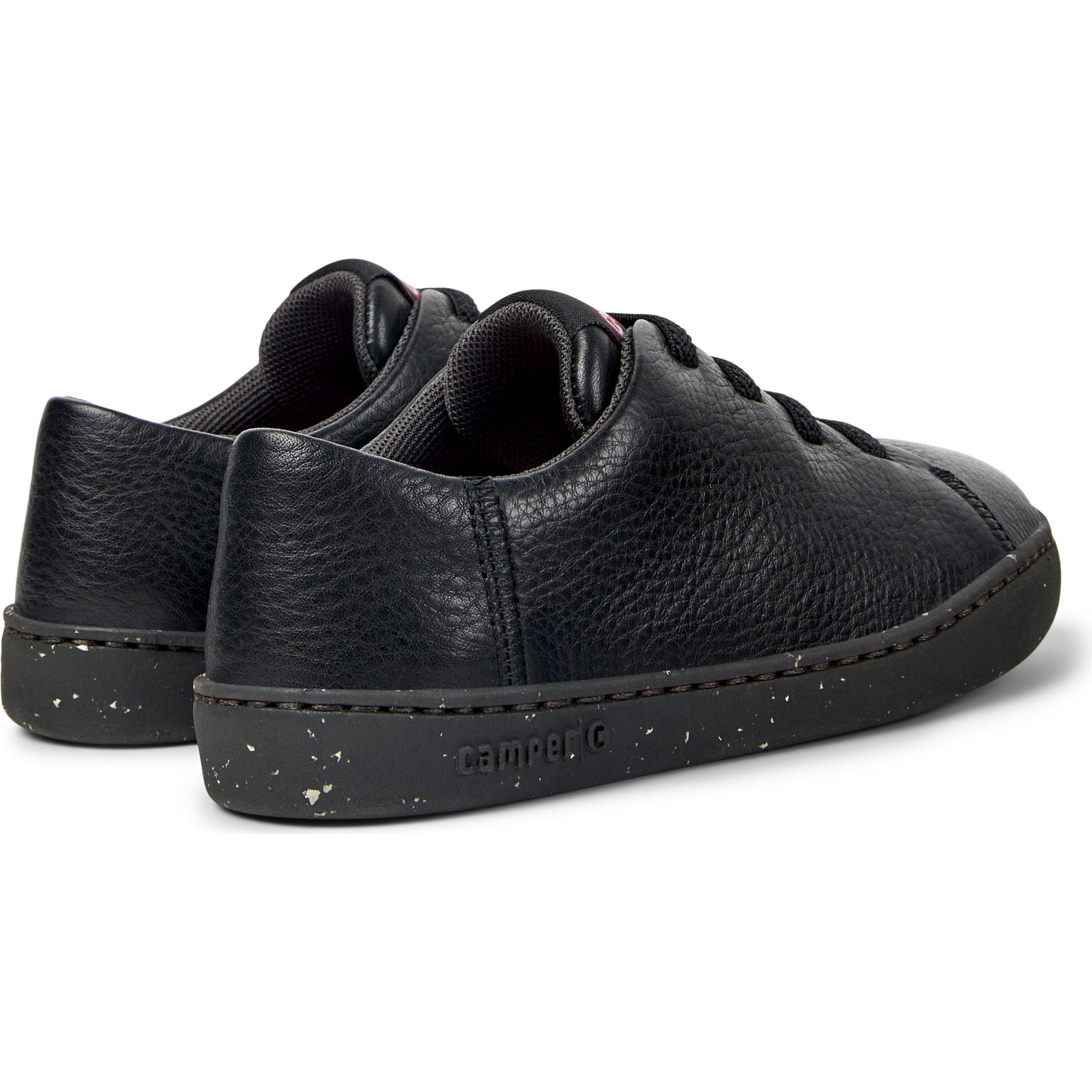 Kids Peu Touring Leather Sneakers, Black