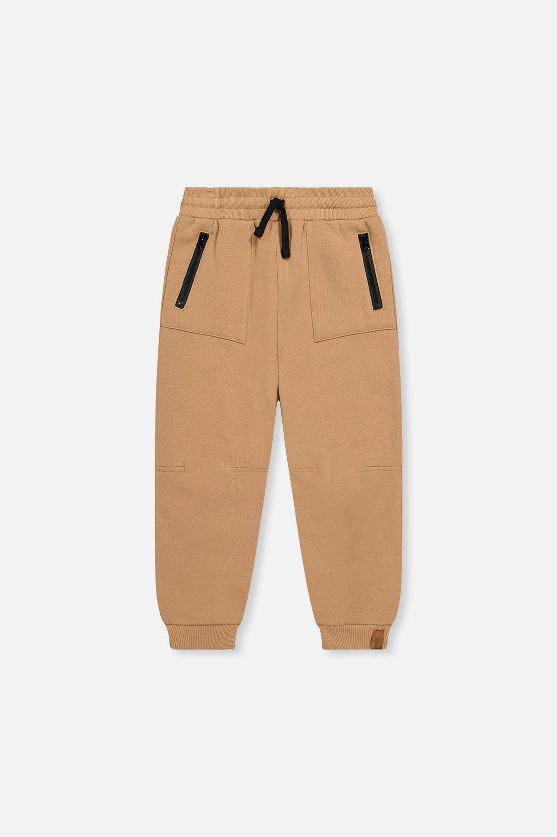 Fleece Sweatpants with Pockets Brown Tannin