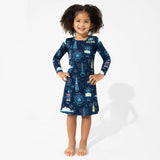 New Year's Worldwide Countdown Bamboo Girls' Long Sleeve Dress