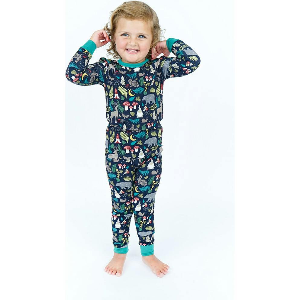 Night Forest Bamboo Long Sleeve Kids Pajama Pants Set