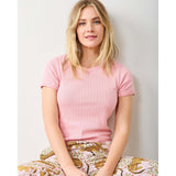 Pointelle Short Sleeve Tee, Pink