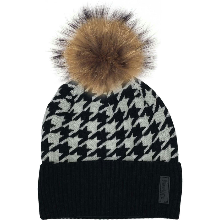 Houndstooth Knit Beanie (Snap On Pom Sold Separately)