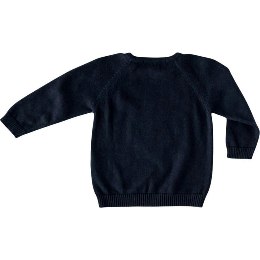 Navy Intarsia Knit Sweater