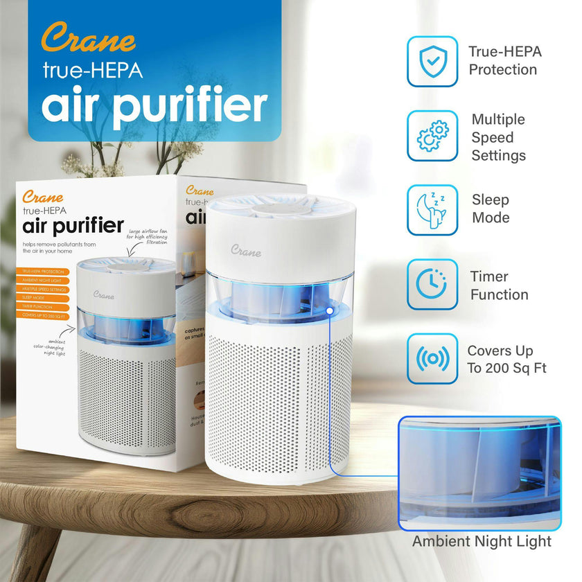 True HEPA Air Purifier For Nursery, Up To 200 Sq. Ft., With Night Light