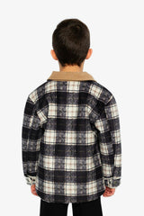 Brushed Plaid Zipped Jacket Blue and Beige Checks