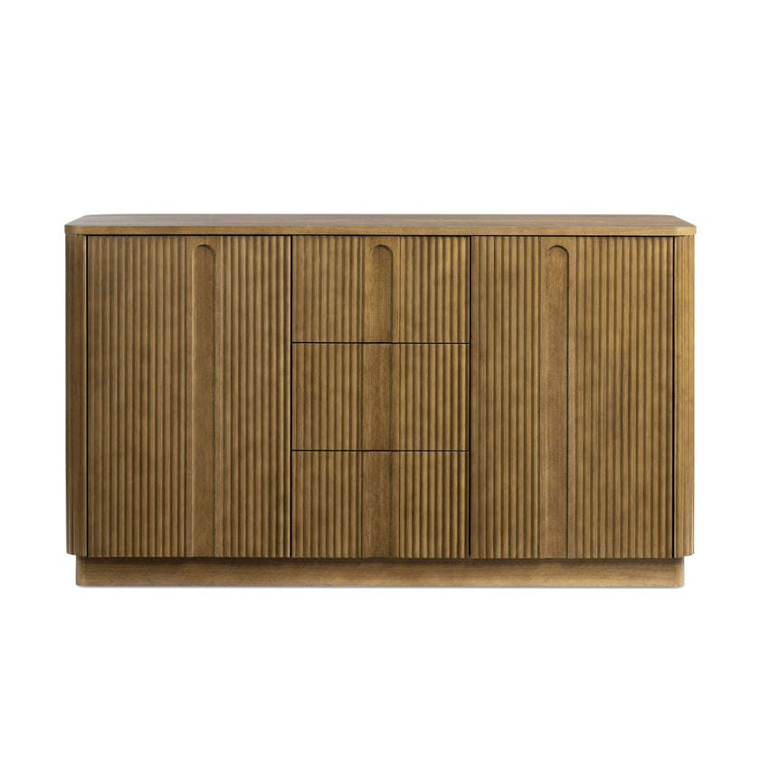 Potomac 3 Drawer 2 Doors Wood Sideboard with Adjustable Shelf Storage Cabinet