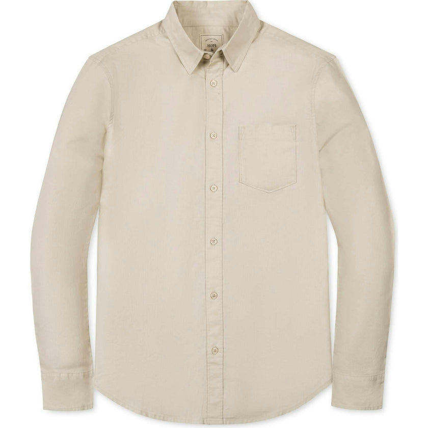 Long Sleeve Solid Linen Shirt, Brown