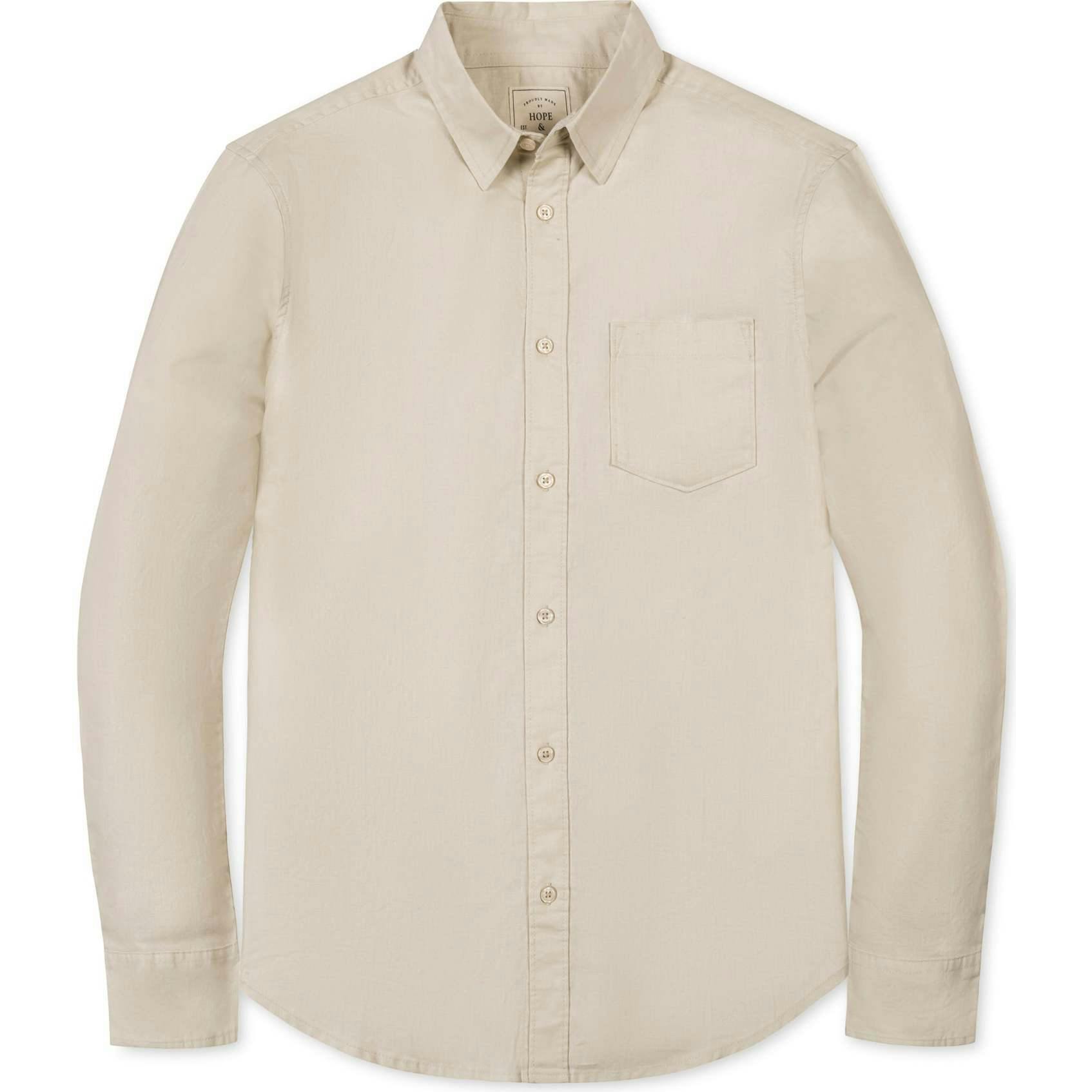Long Sleeve Solid Linen Shirt, Brown