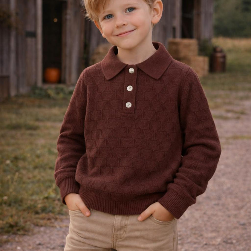 Textured Triangle Classic Collared Relaxed Fit Sweater