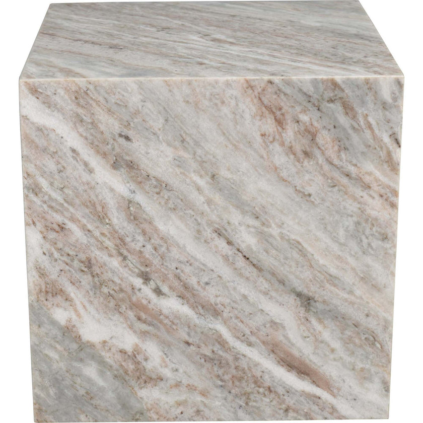 Felix 15" Contemporary Natural Marble Handmade Cube End Table