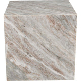Felix 15" Contemporary Natural Marble Handmade Cube End Table