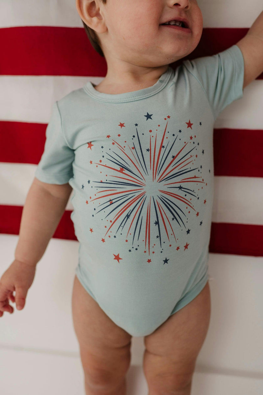 Baby Boy Short Sleeve Bodysuit in Fireworks