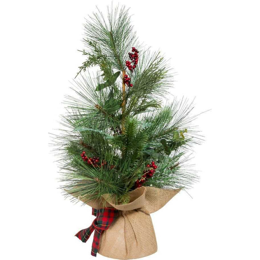 24-Inch Berries and Plaid Ribbon Green Tree
