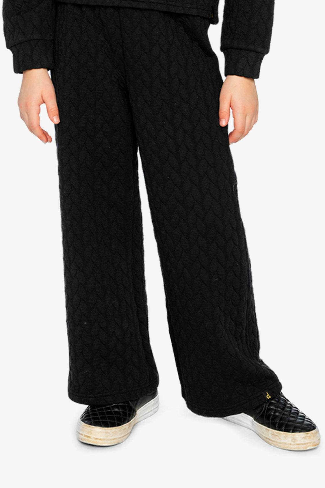 Wide Leg Jacquard Pants Black