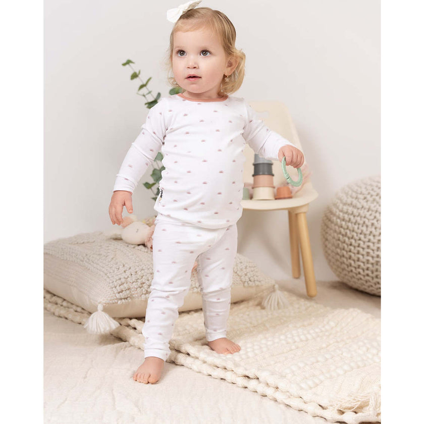 Sun Print Two-Piece Set, White/mauve
