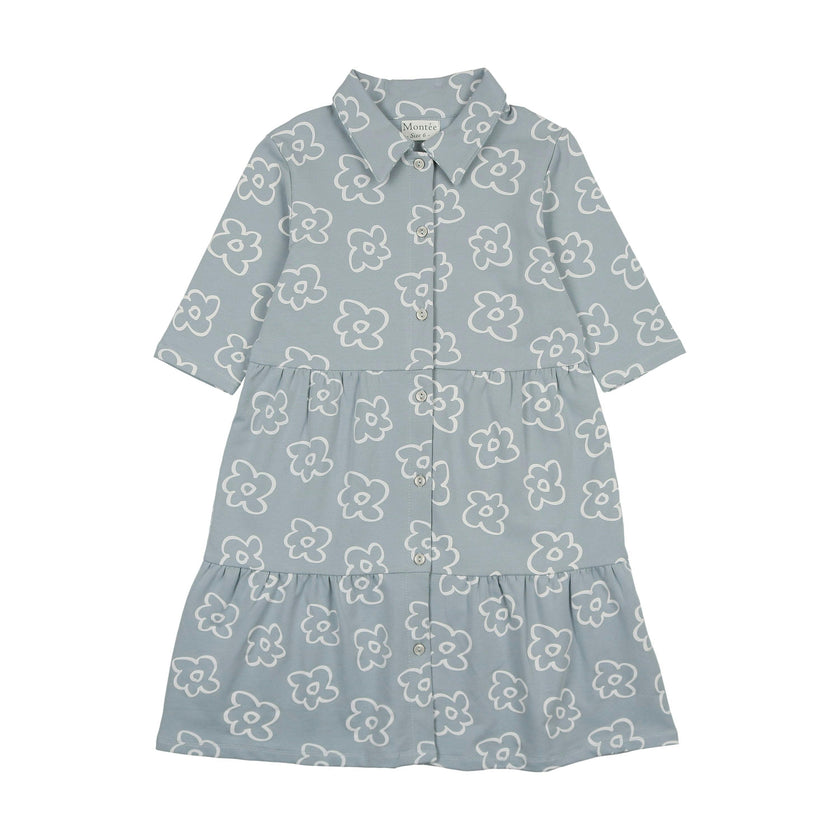 Tiered Flower 3/4 Sleeve Dress