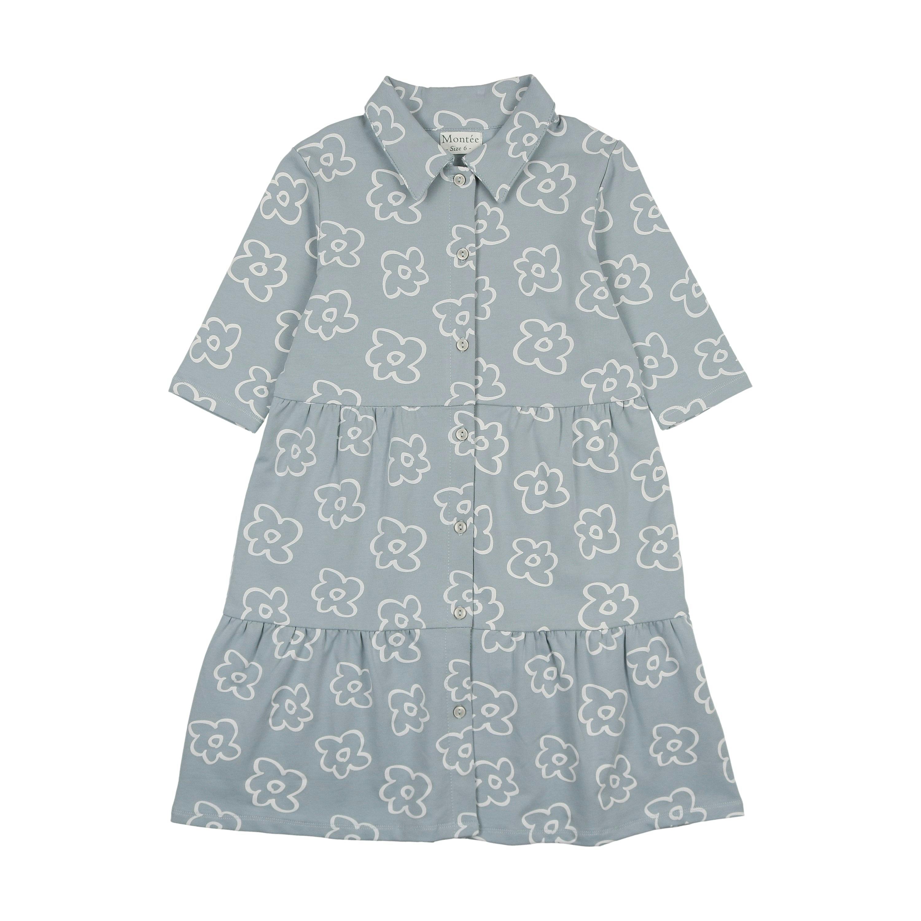 Tiered Flower 3/4 Sleeve Dress