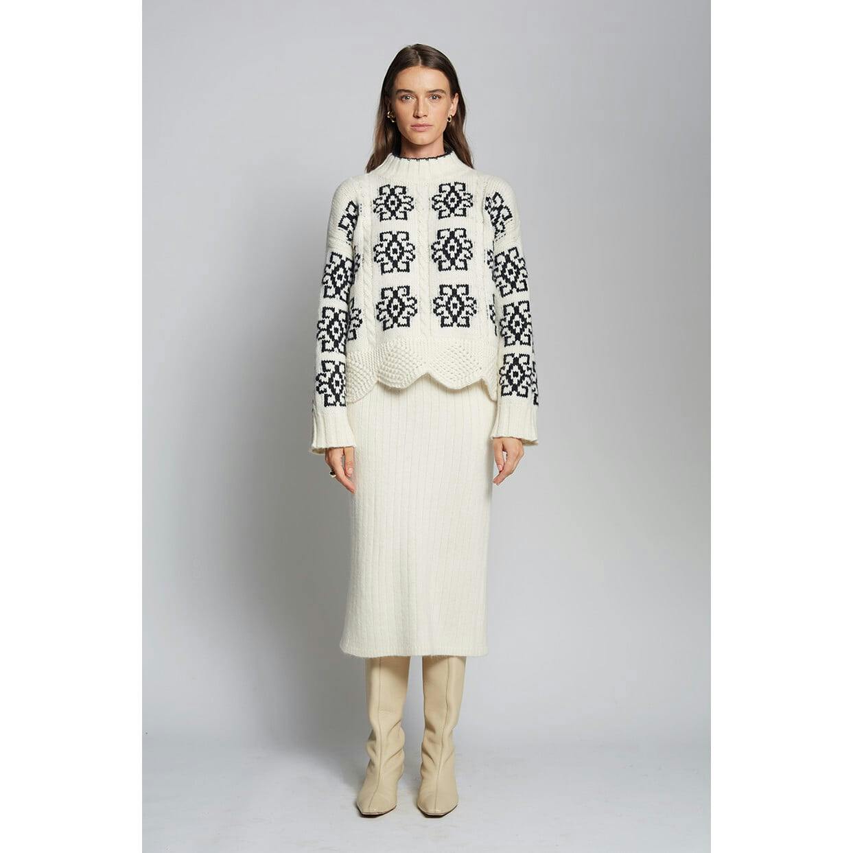 SIENNA SWEATER | IVORY + BLACK