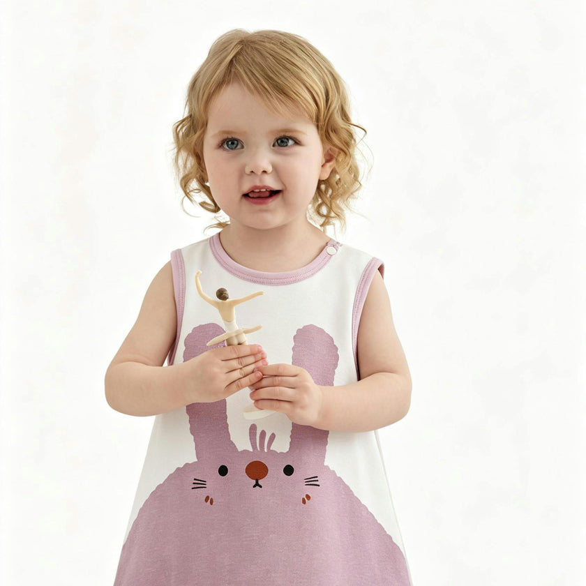 White Bunny Pleated Dress