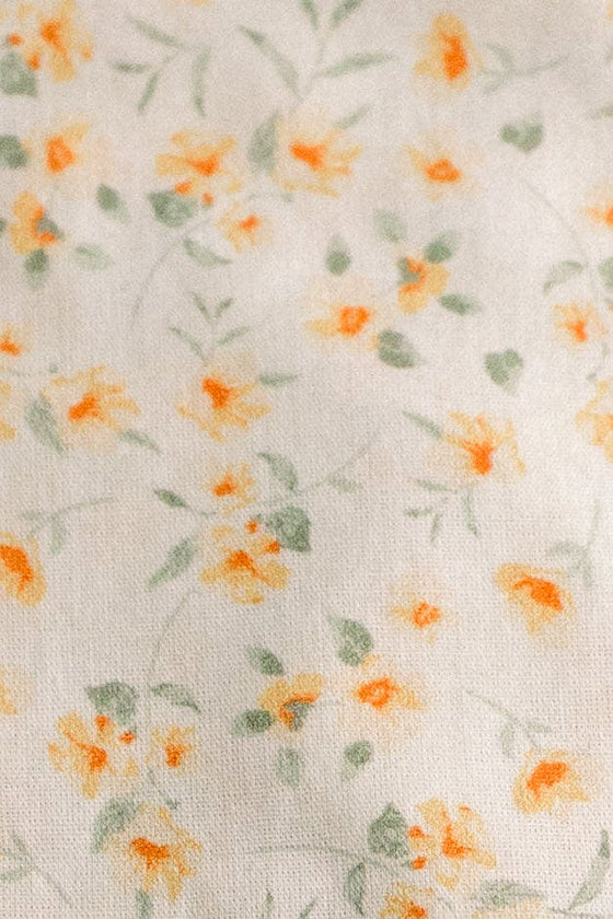 Timeless Floral Ruffle Zipper Pouch | Lemon Blossoms