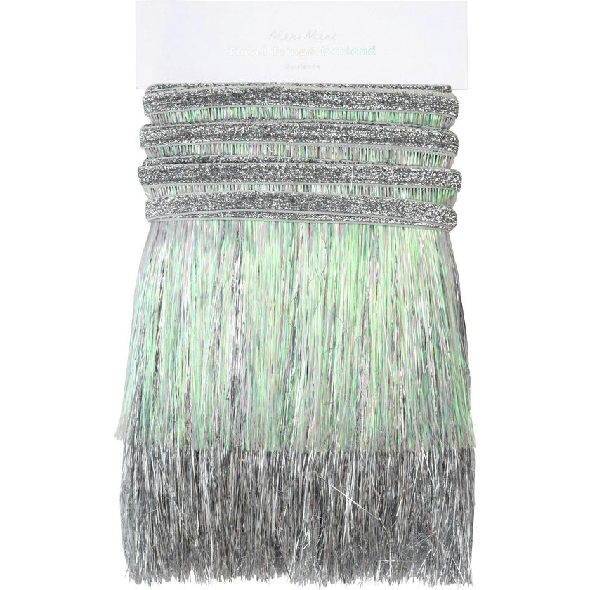 Silver Iridescent Tinsel Fringe Garland