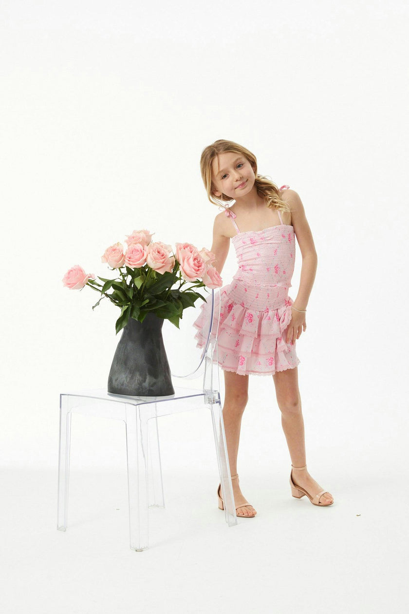 Georgia Vintage Rose Ballet Pink Satin Smocked Top