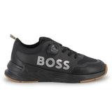Boys Black Logo trainers