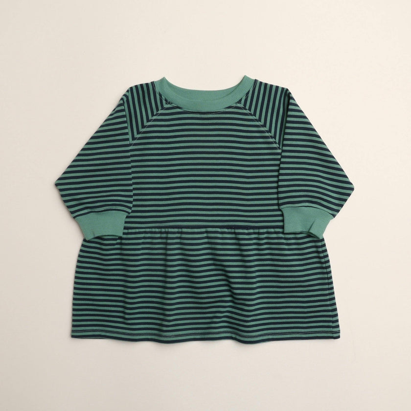 Kelsey Dress in Green Blue Stripe