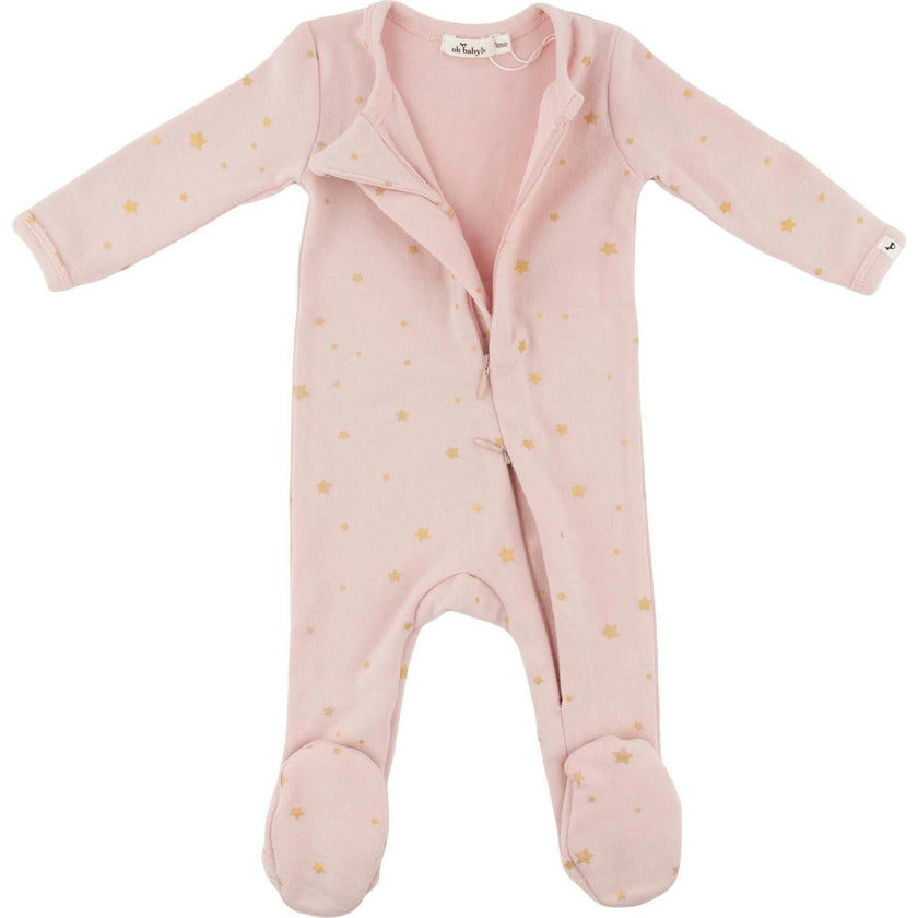 Mini Gold Star Foil Zipper Footie