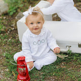Girls Holiday Wreath Cotton Romper