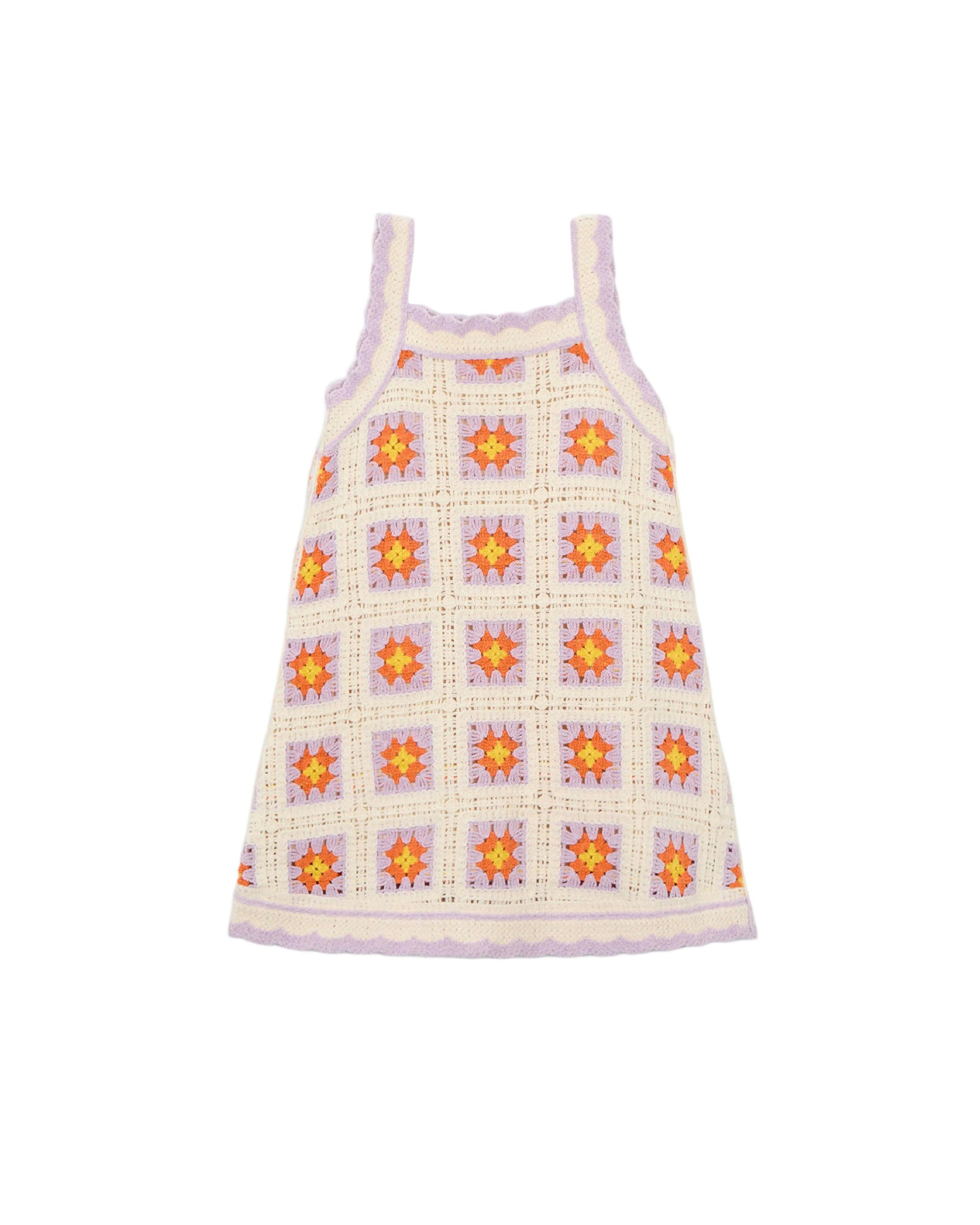 Lavender Trim Crocheted Dress
