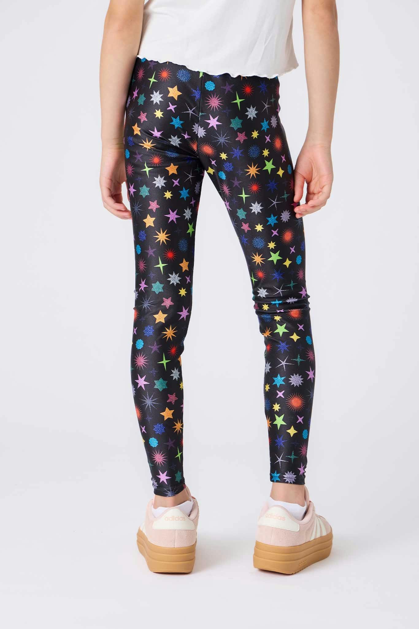 Girls Hi-Shine Leggings in Glitter Starburst