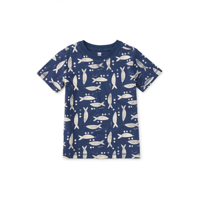Printed Tee, Blockprint Sardines