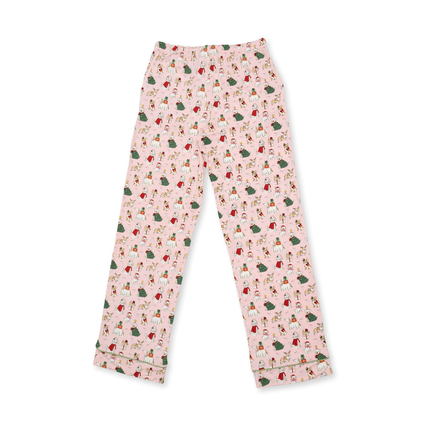 Christmas Dogs Pink - Adult Long Sleeve Coat Style and Pant with Pockets