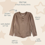 PAYTON 5-Pack Toddler Long Sleeve Thermal Henley Shirts