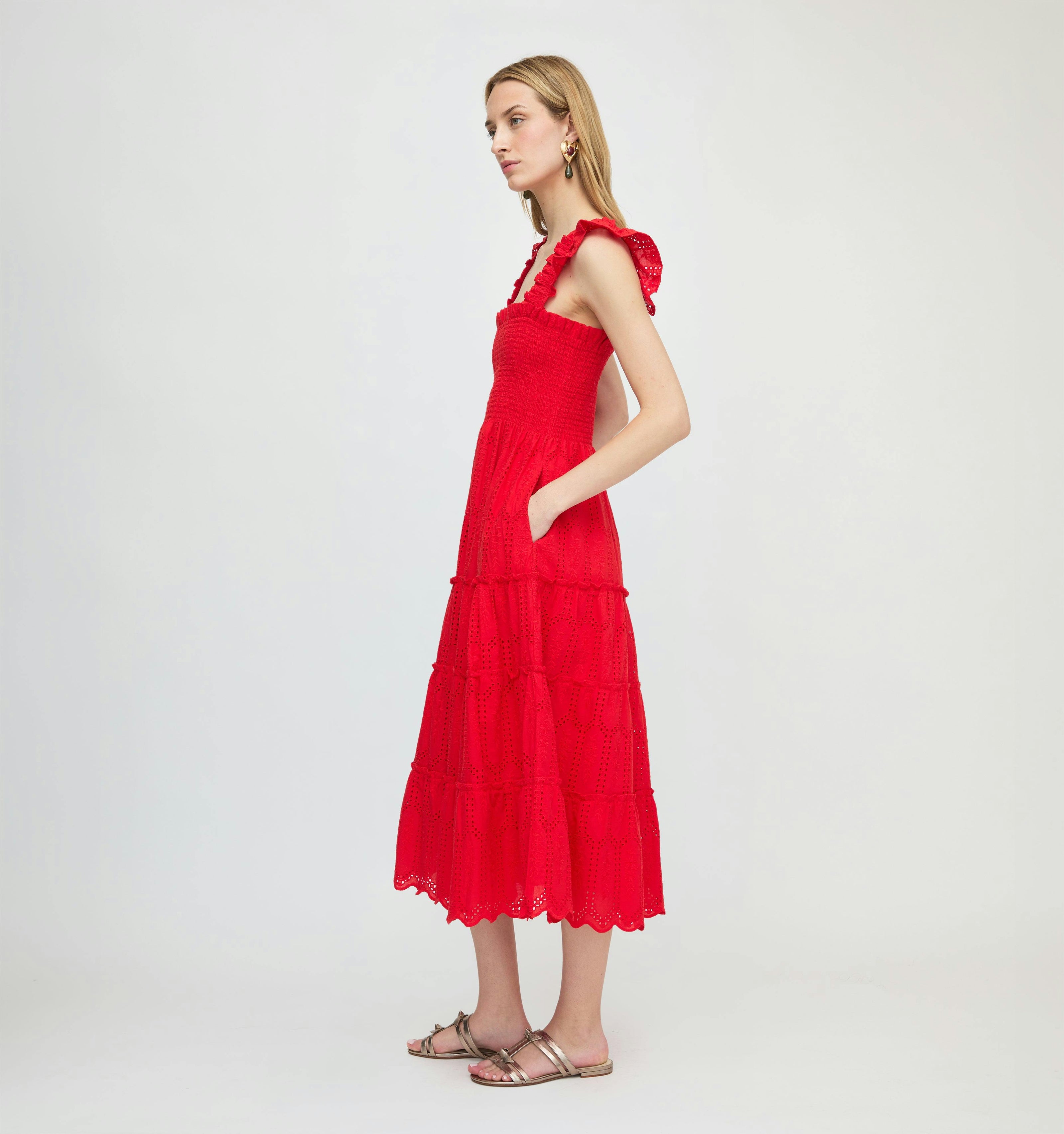 The Ellie Nap Dress - Cherry Trellis Broderie