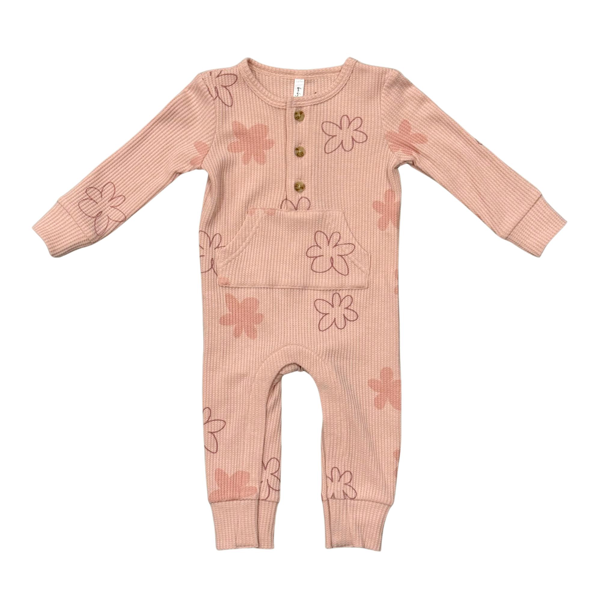 Girls Waffle Romper in Daisy Doodle
