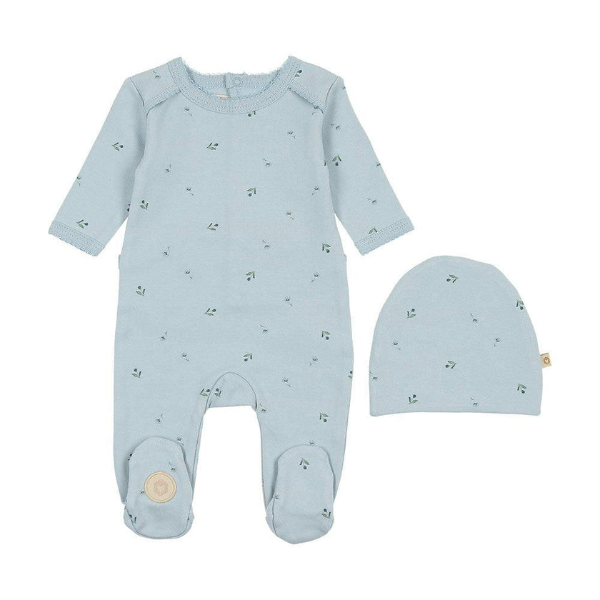 Plush Print Footie & Hat Set