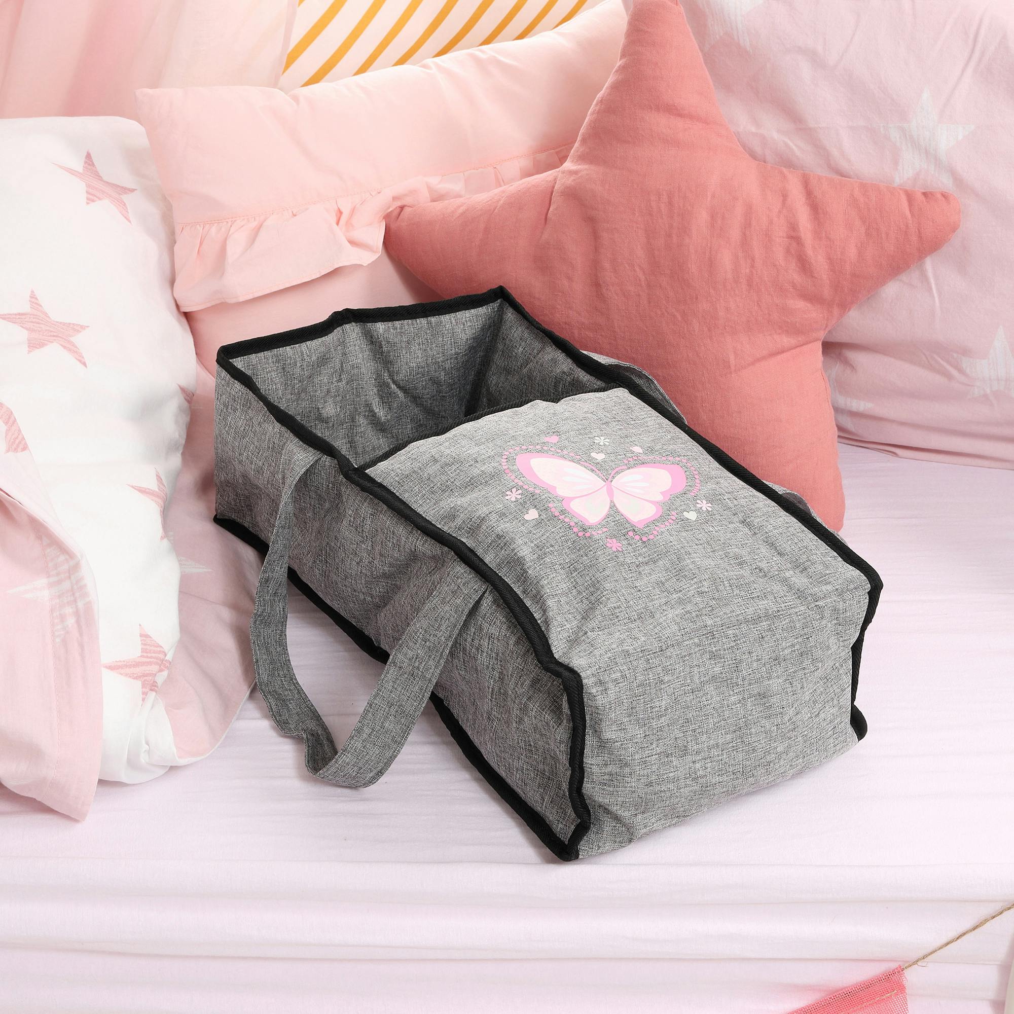 Bayer Design Dolls: Pram City Star - Grey, Pink, Butterfly