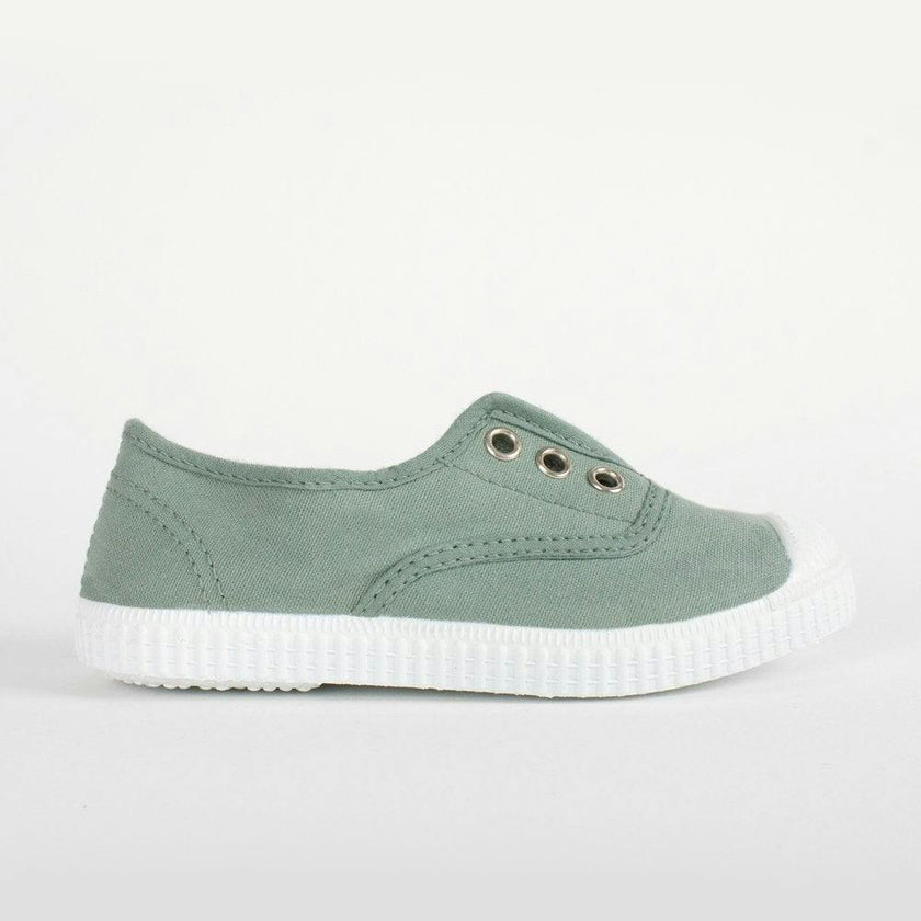 Hampton Canvas Plum Plimsolls in Olive