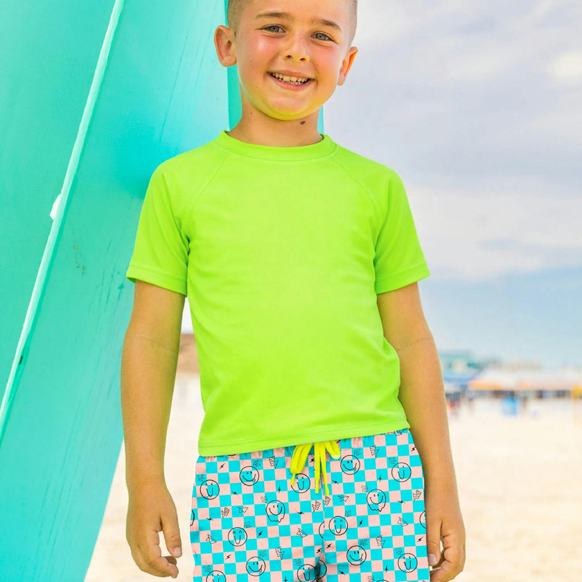 Dylan Boys Retro Smiley Print Board Shorts